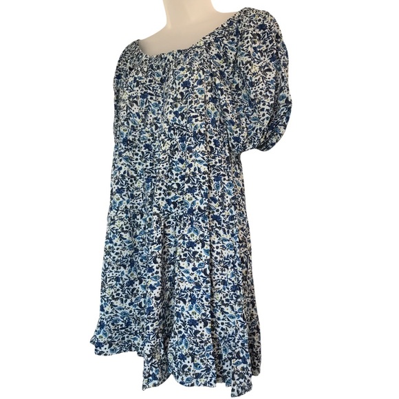 Wild Fable Ruffled Blue Floral Tiered Babydoll Dress - Picture 5 of 10